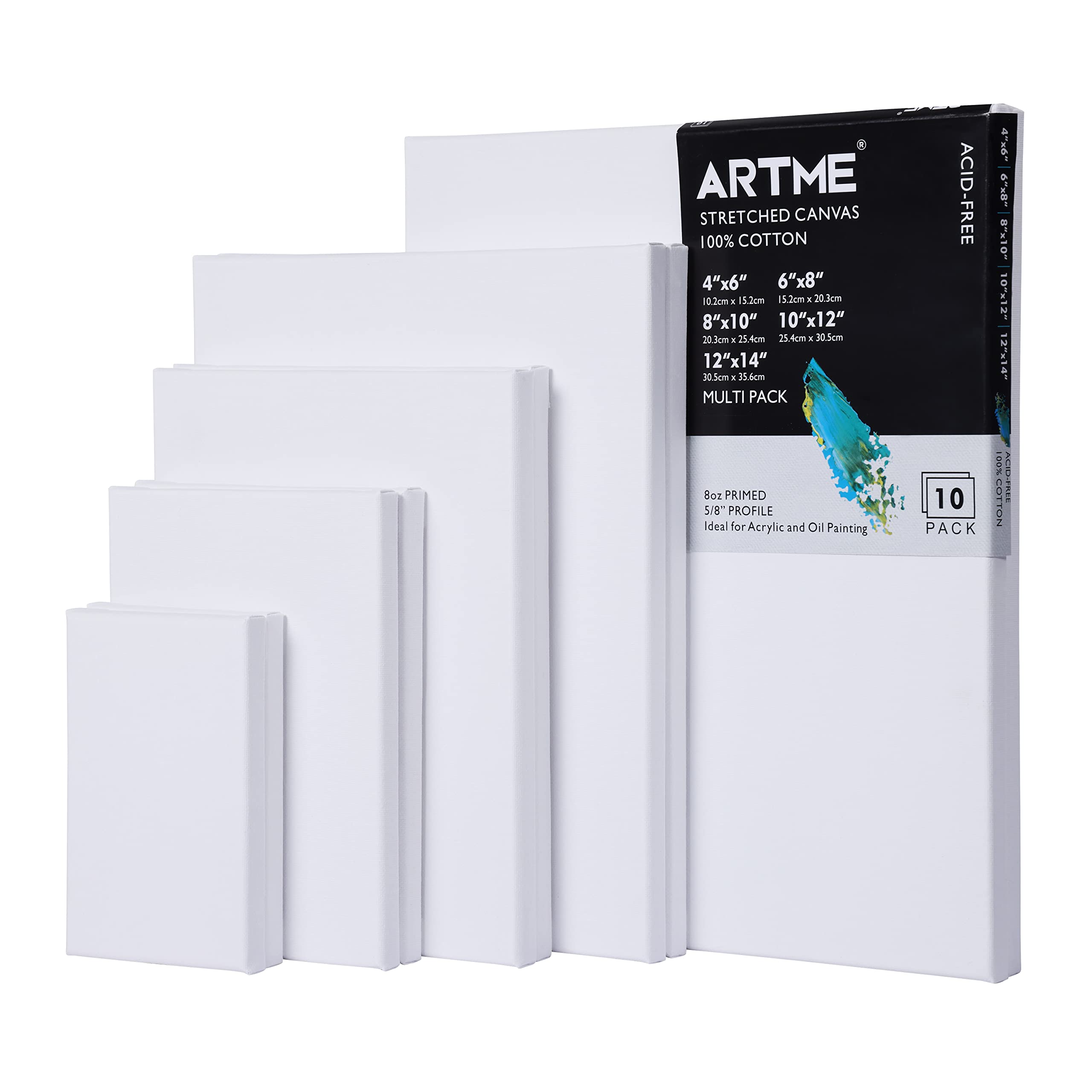 Amazon.com: ARTME Stretched Canvas Muti Pack for Painting
